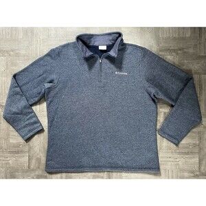 Columbia Great Hart Men’s Large Mountain Fleece Quarter-Zip Pullover Navy Blue L